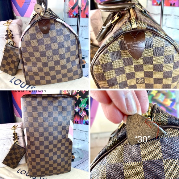 Louis Vuitton Damier Ebene Speedy 30 custom painted with key Cles pouch - Picture 6 of 15